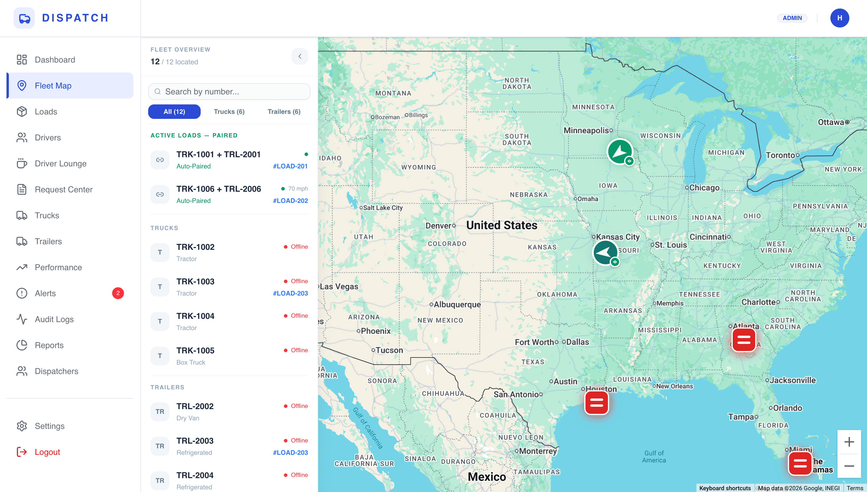 Fleet map view
