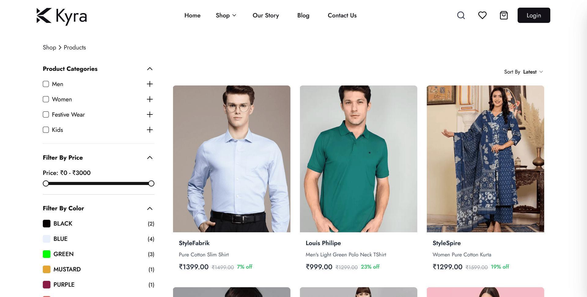 Product catalog and filters