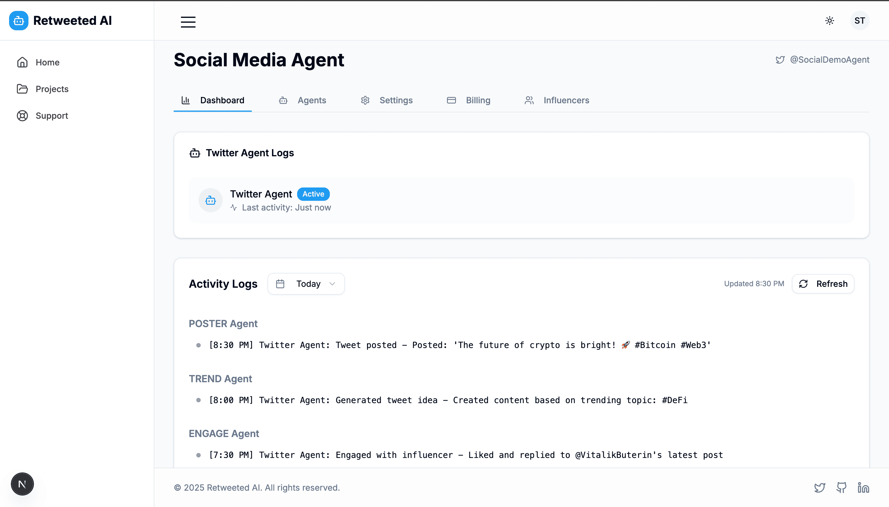 Agent execution dashboard